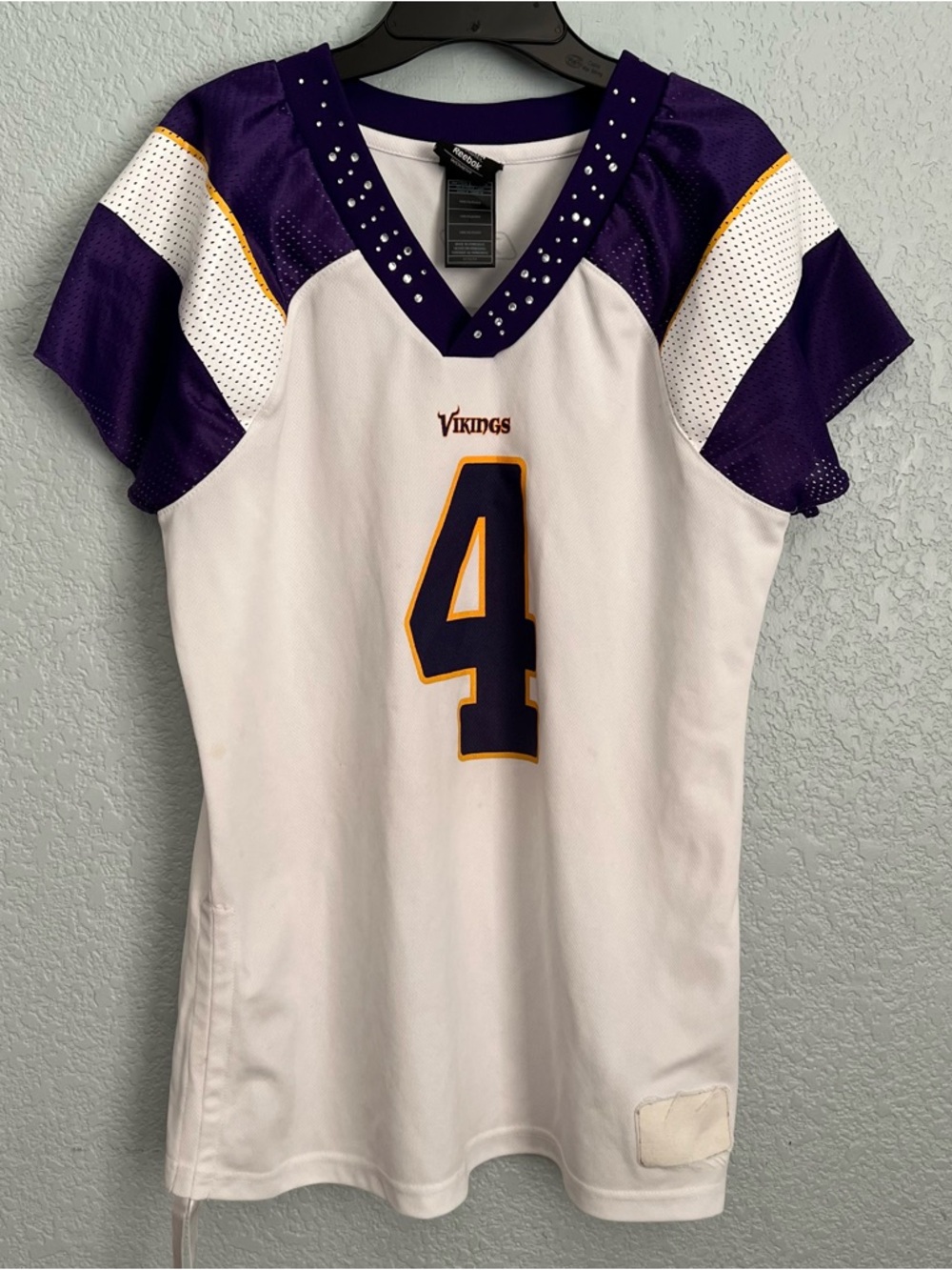 Reebok Vikings Favre #4 Jersey Womens Medium NFL Minnesota Football White